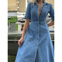 1970s denim midi dress blue