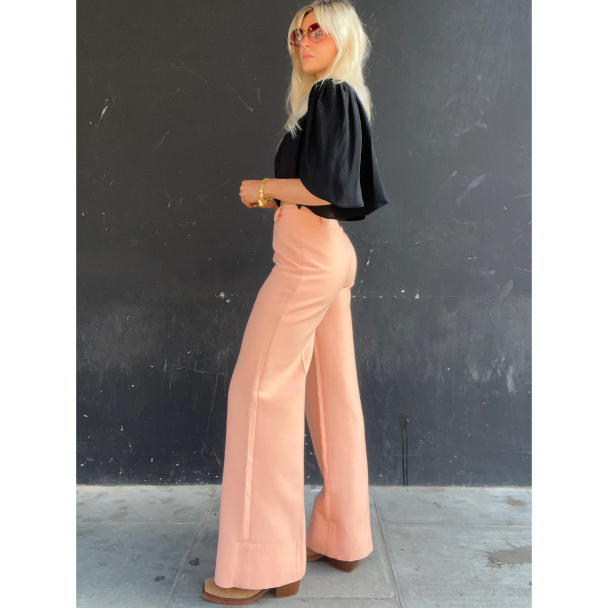 1970s peach flare trouser