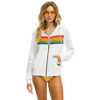 6 Stripe Zip Hoodie White Serape