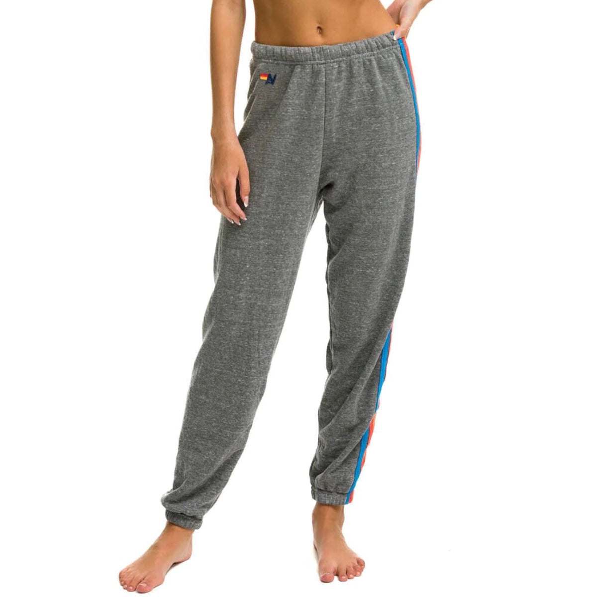 5 Stripe Sweatpants Heather Grey/Neon