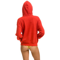 5 Stripe Relaxed Zip Hoodie Red/Neon Rainbow