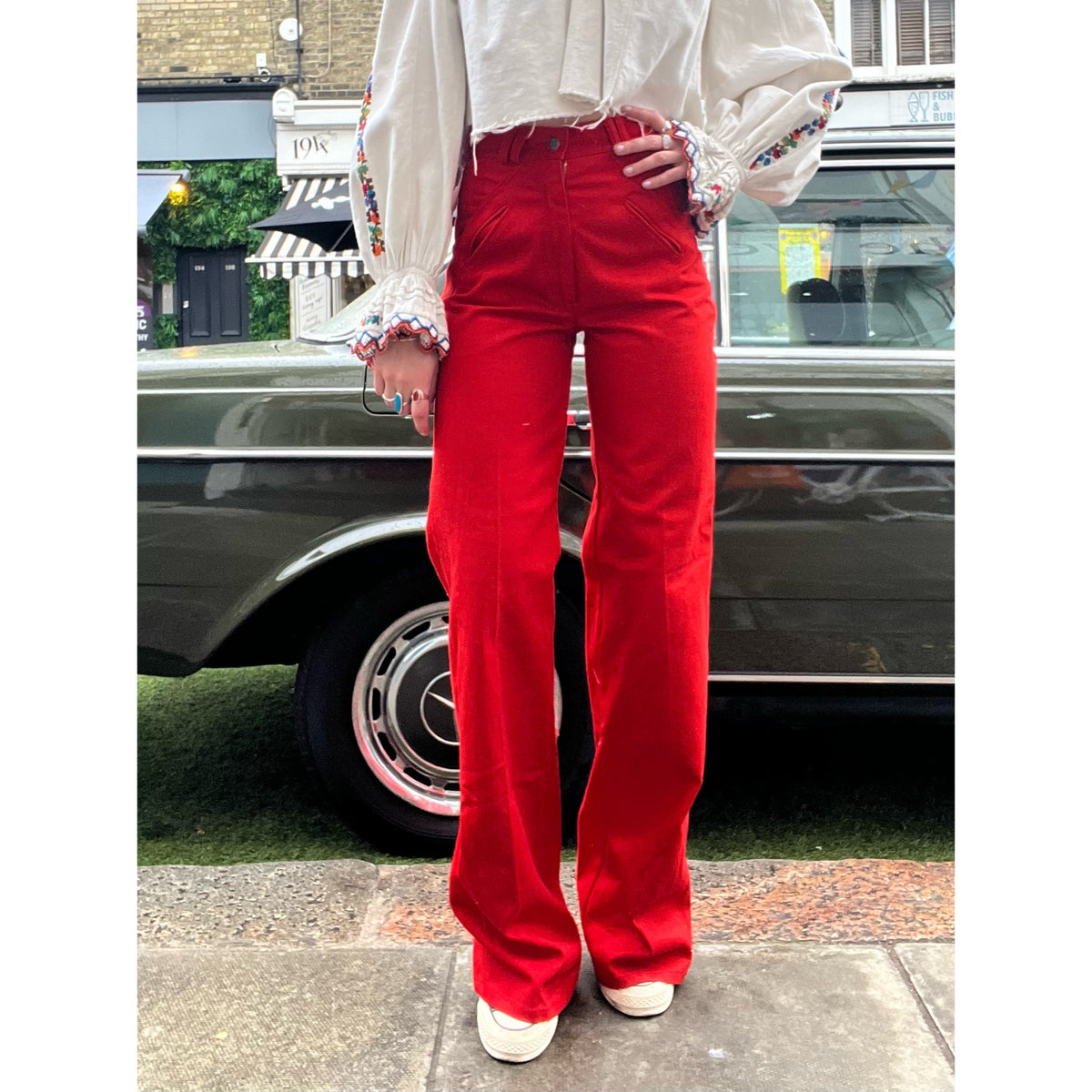 1970s deadstock jeans red