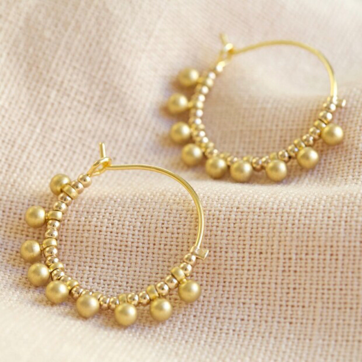 Beaded Ball Hoop Earrings