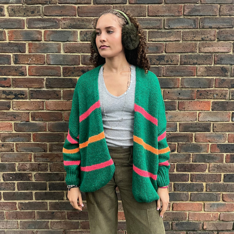 *NEW* Green Colour Stripe Cardigan