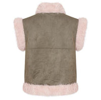 Faux Fur Gilet Khaki