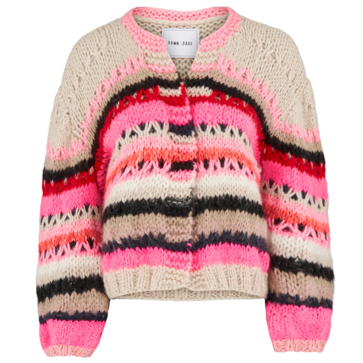 NEW. DawnxDare Gabi Pink Stripe Cardigan