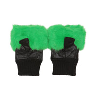 Faux Fur Neon Green Fingerless Gloves