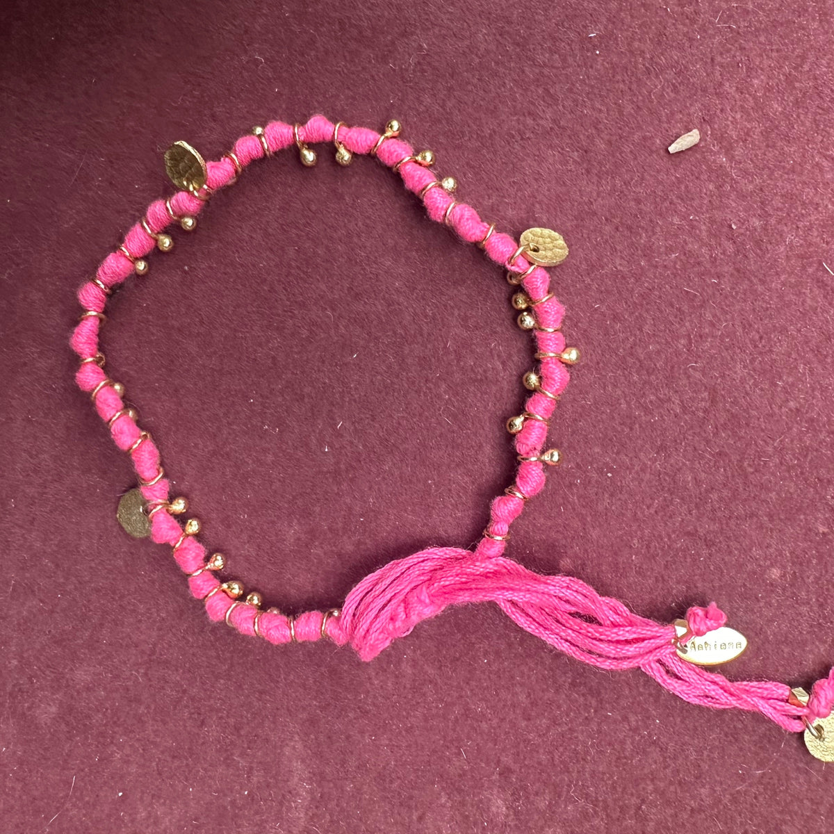 Neon pink woven bracelet