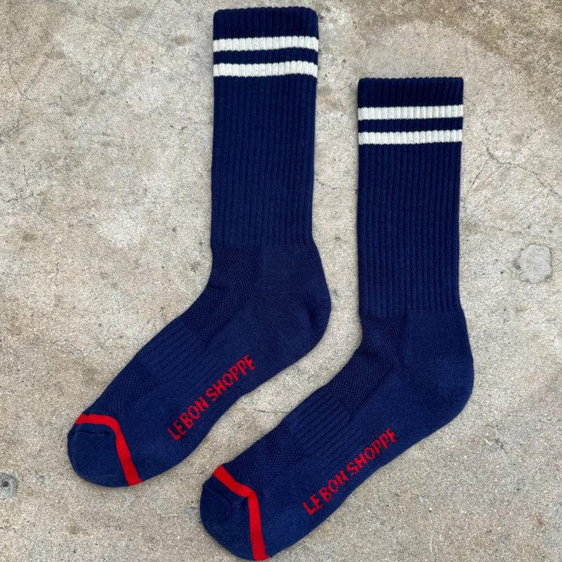 Extended Boyfriend Socks Navy