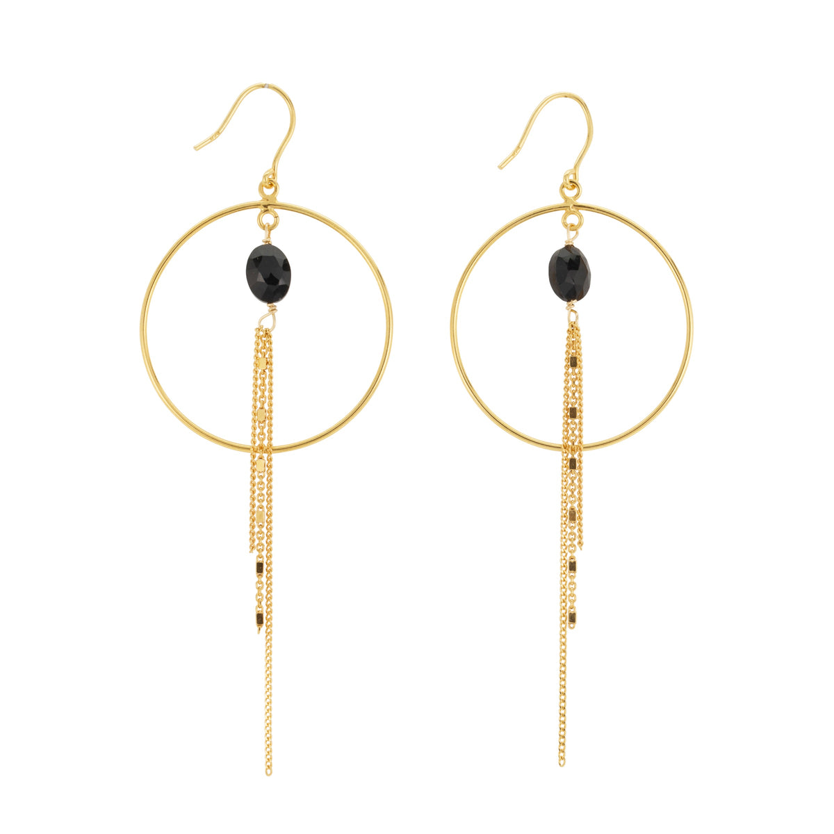 Dangle Hoop Earrings Black