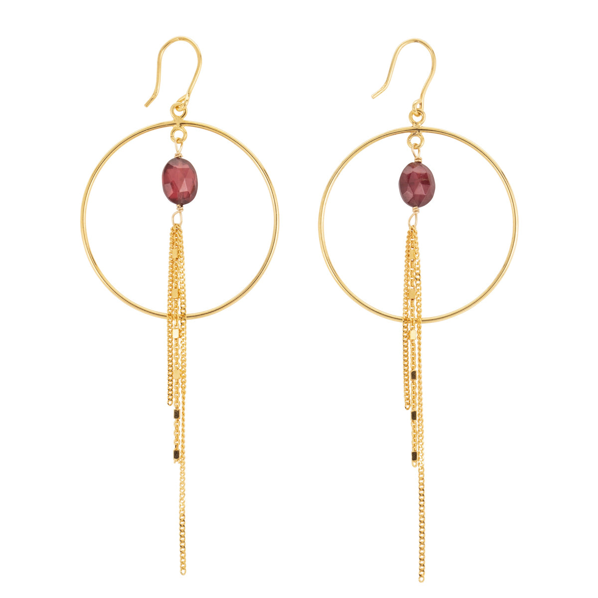 Dangle Hoop Earrings Red