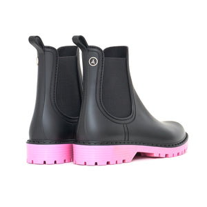 Rain Boots Druppel Black Pink