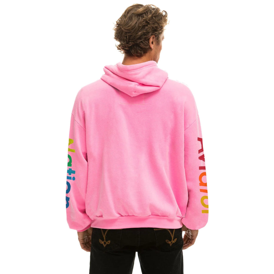 LOGO PULLOVER RELAXED HOODIE - NEON PINK - Aviator Nation