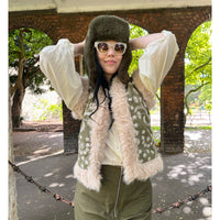 Faux Fur Gilet Khaki