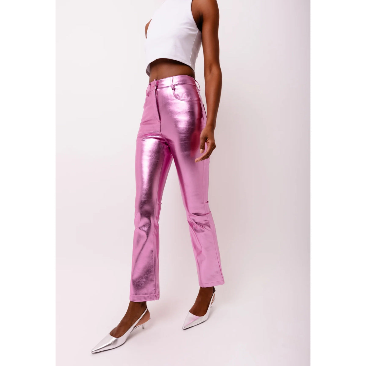 Amy Lynn Pink Metallic Slim Fit Pant