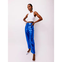 Amy Lynn Blue Metallic Straight Pant