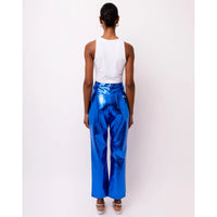 Amy Lynn Blue Metallic Straight Pant