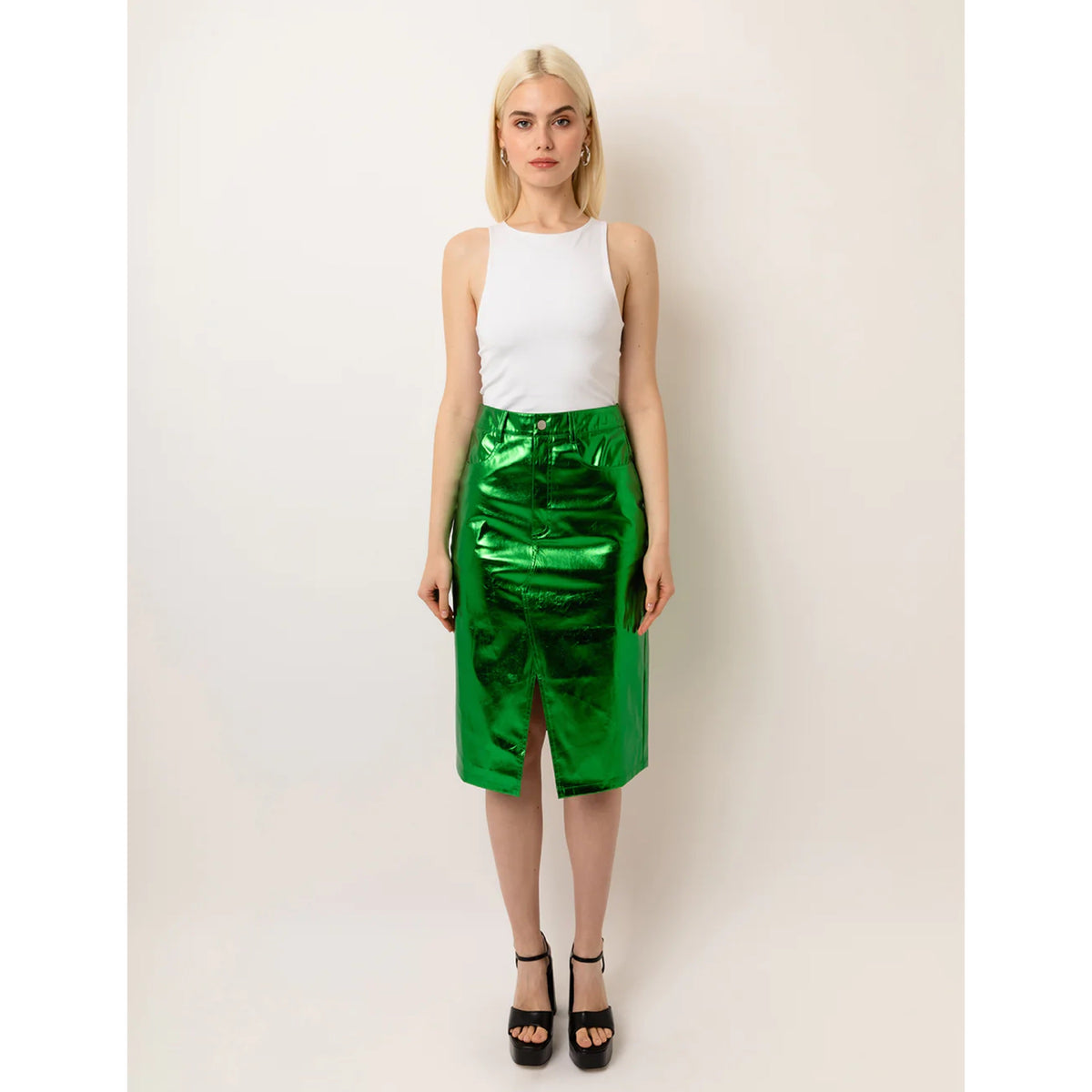 Amy Lynn High Waist Metallic Skirt