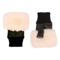 Faux Fur White Fingerless Gloves