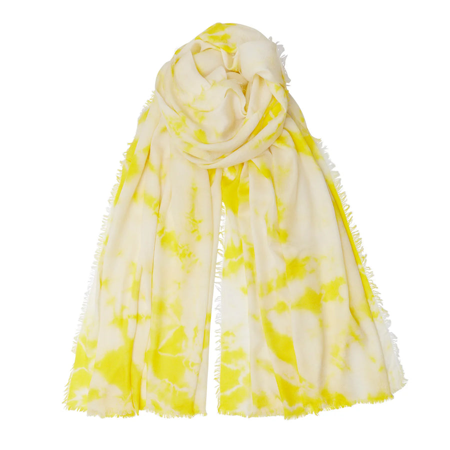 Sally Yellow Tie Dye Cashmere Scarf