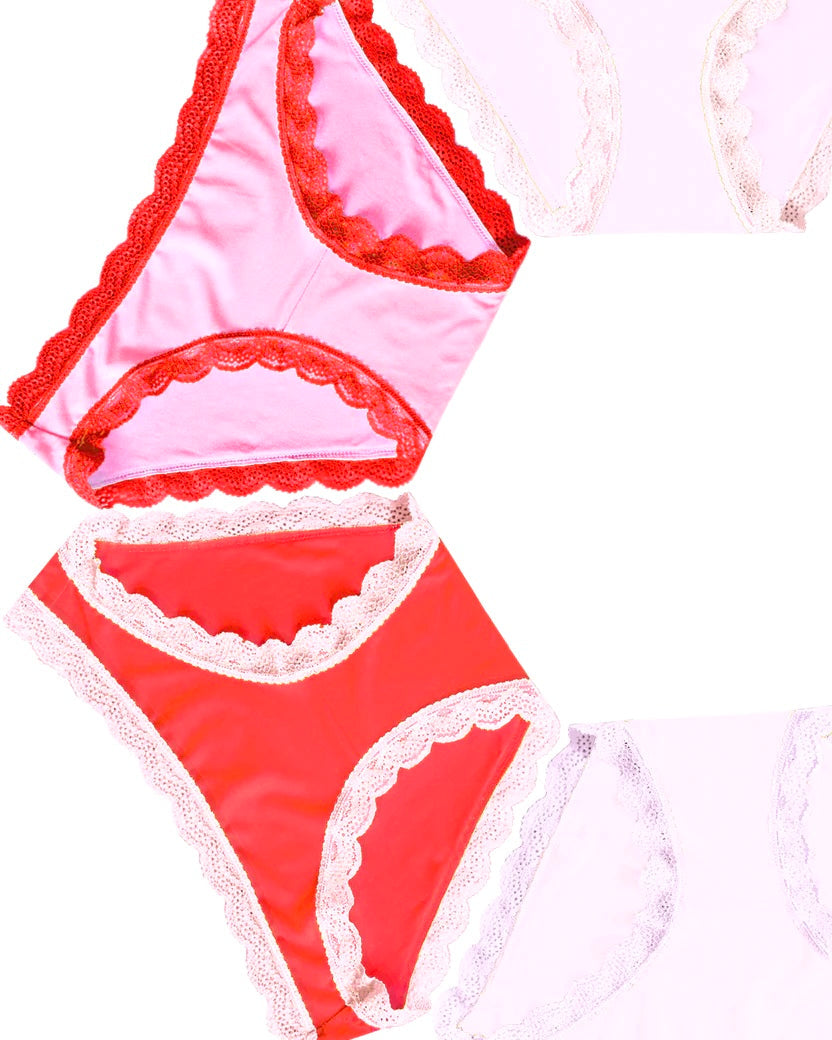 Knicker Four Pack Pink/Red Contrast