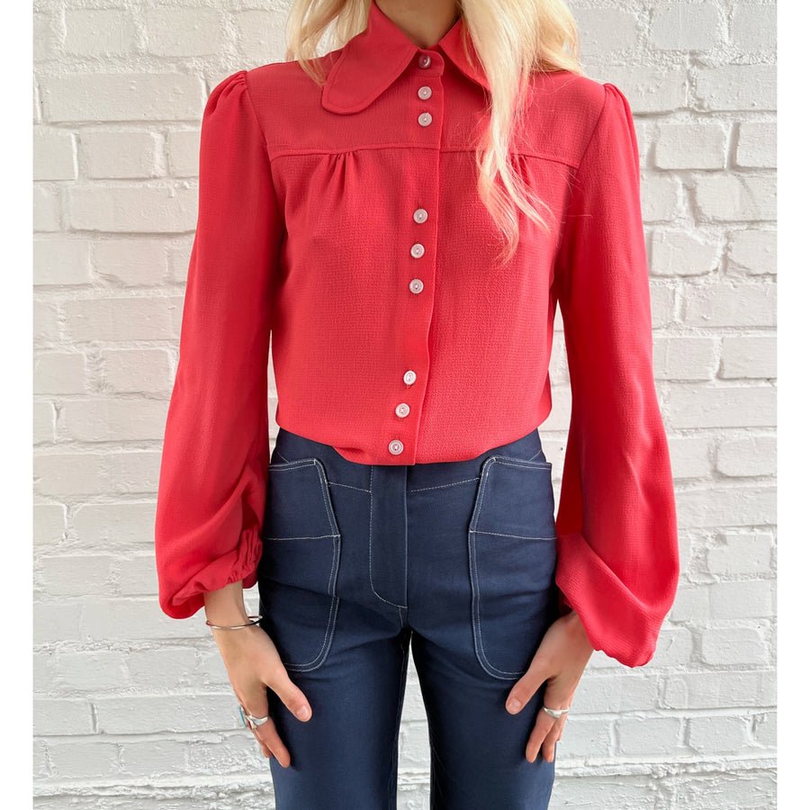 The West Village 3 Button Shirt Coral