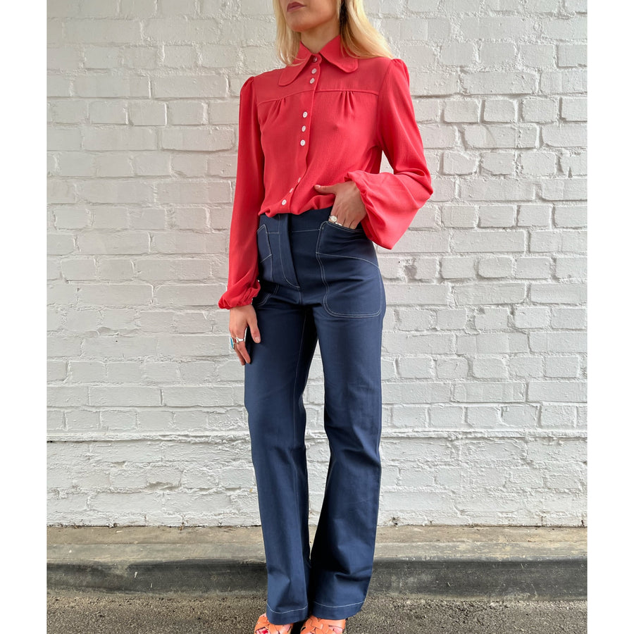 The West Village 3 Button Shirt Coral