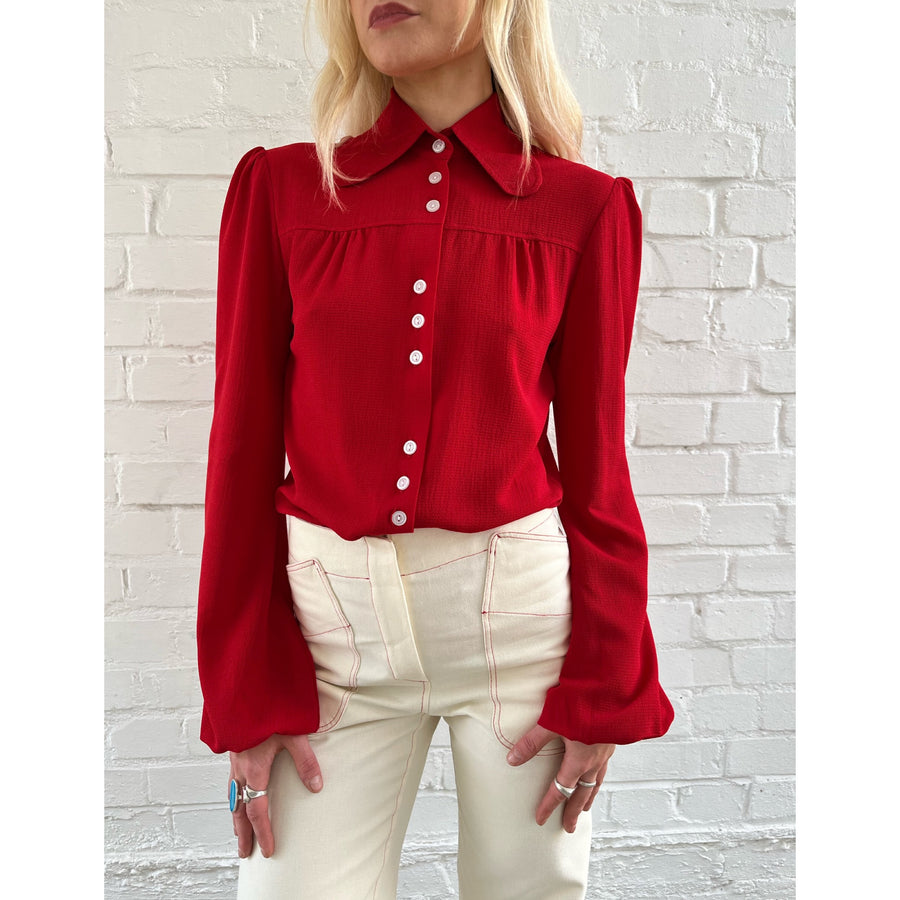 The West Village 3 Button Shirt Red