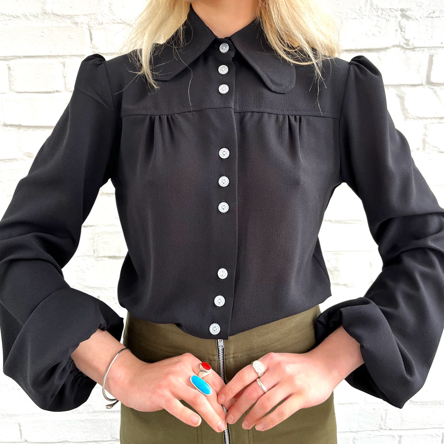 The West Village 3 Button Shirt Black