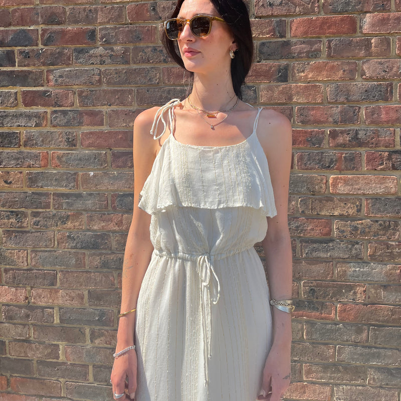 Sita Murt White and Gold Maxi Dress