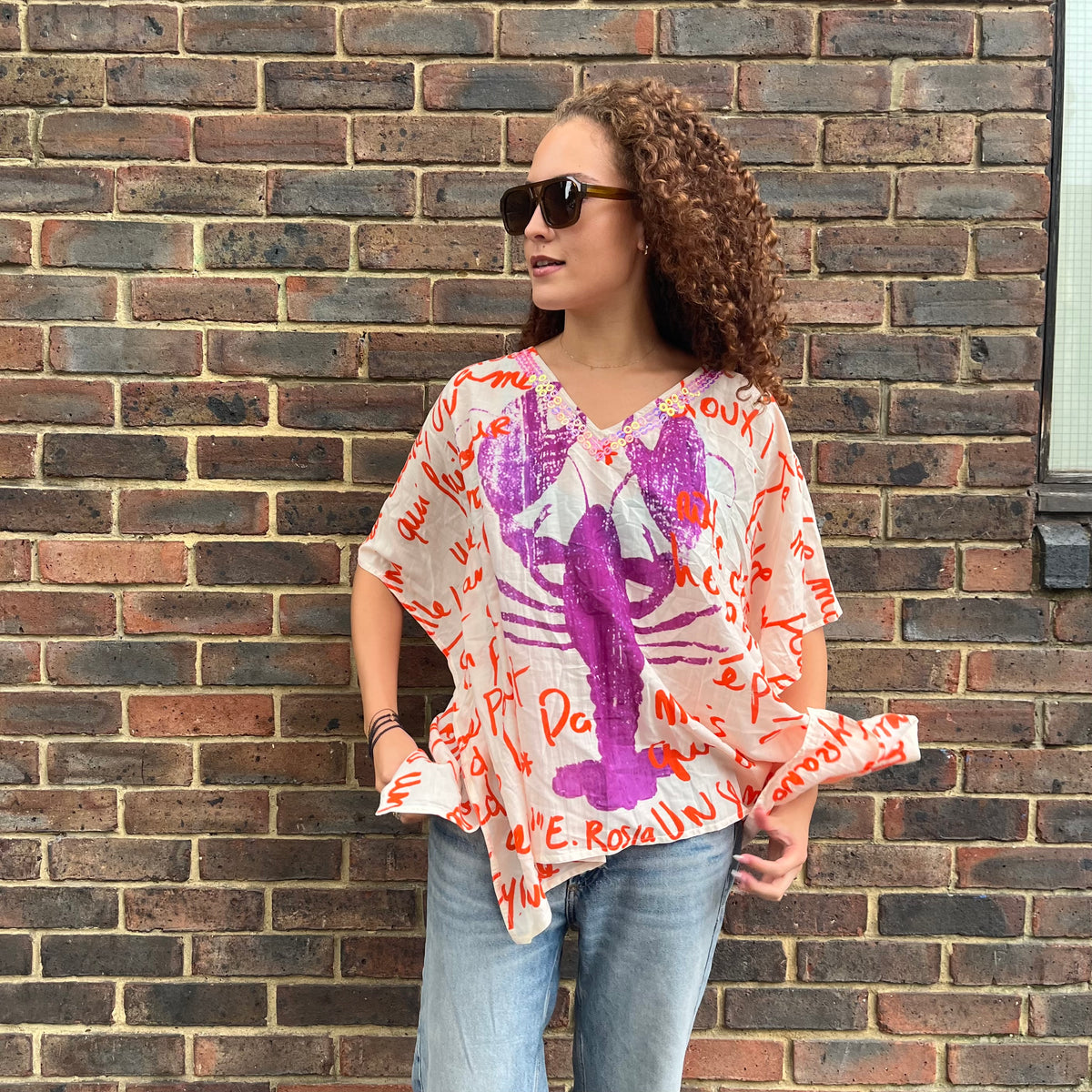 Yippie Hippie Lobster Kaftan Top