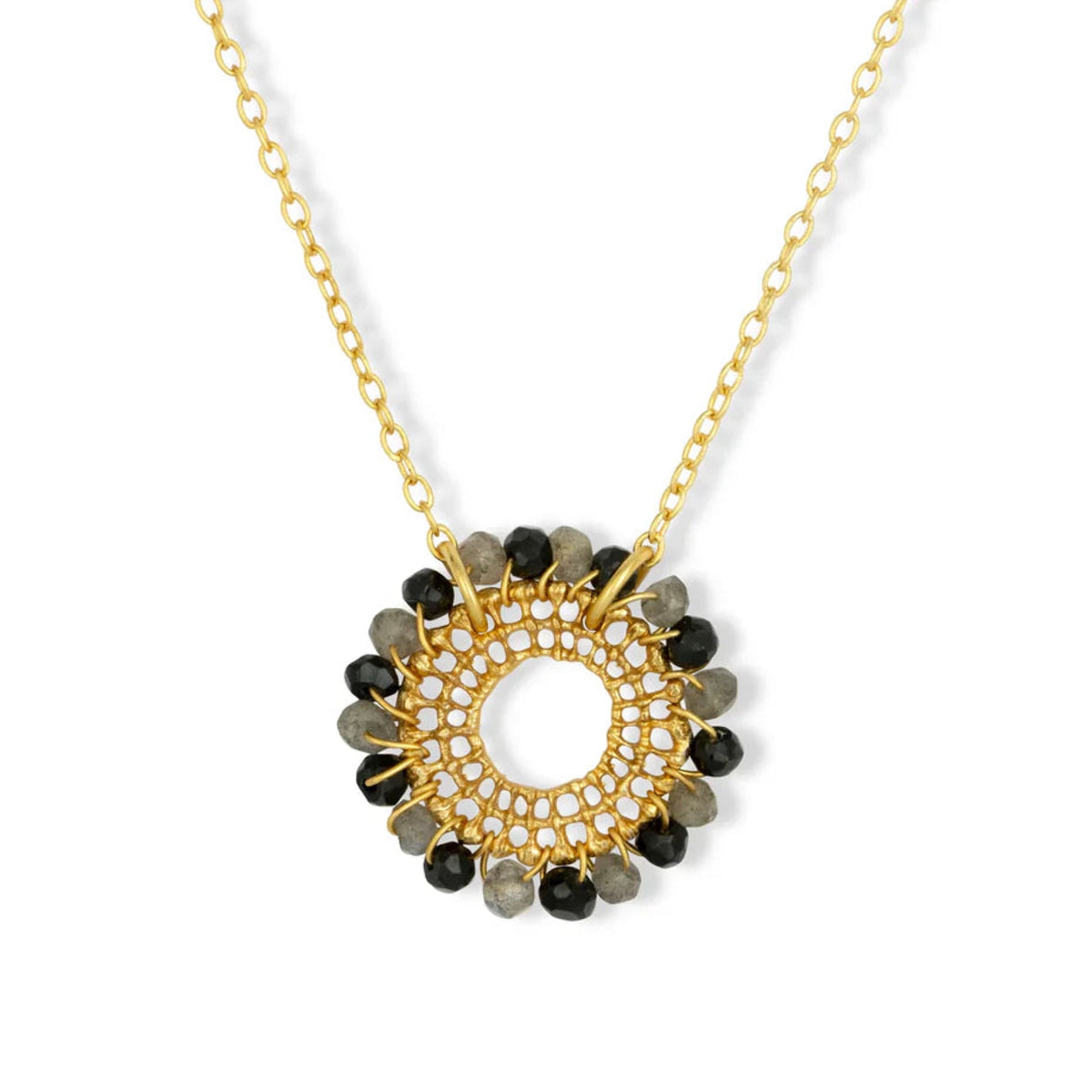 Nelly Black & Grey Wheel Necklace