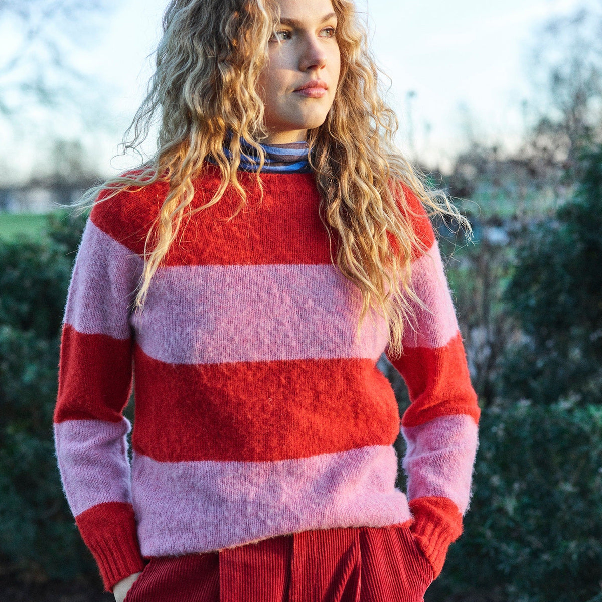 Brushed Stripe Red/Pink Jumper