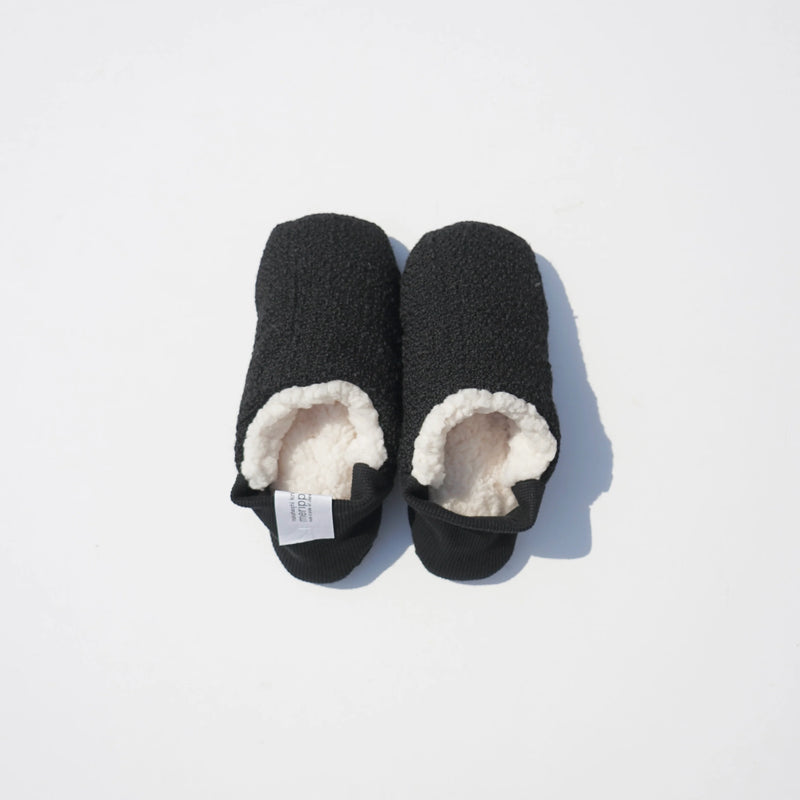 Wool tweed x Sheep boa slippers