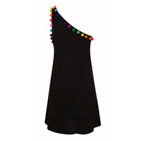 PITUSA-Pom Pom One Shoulder Black