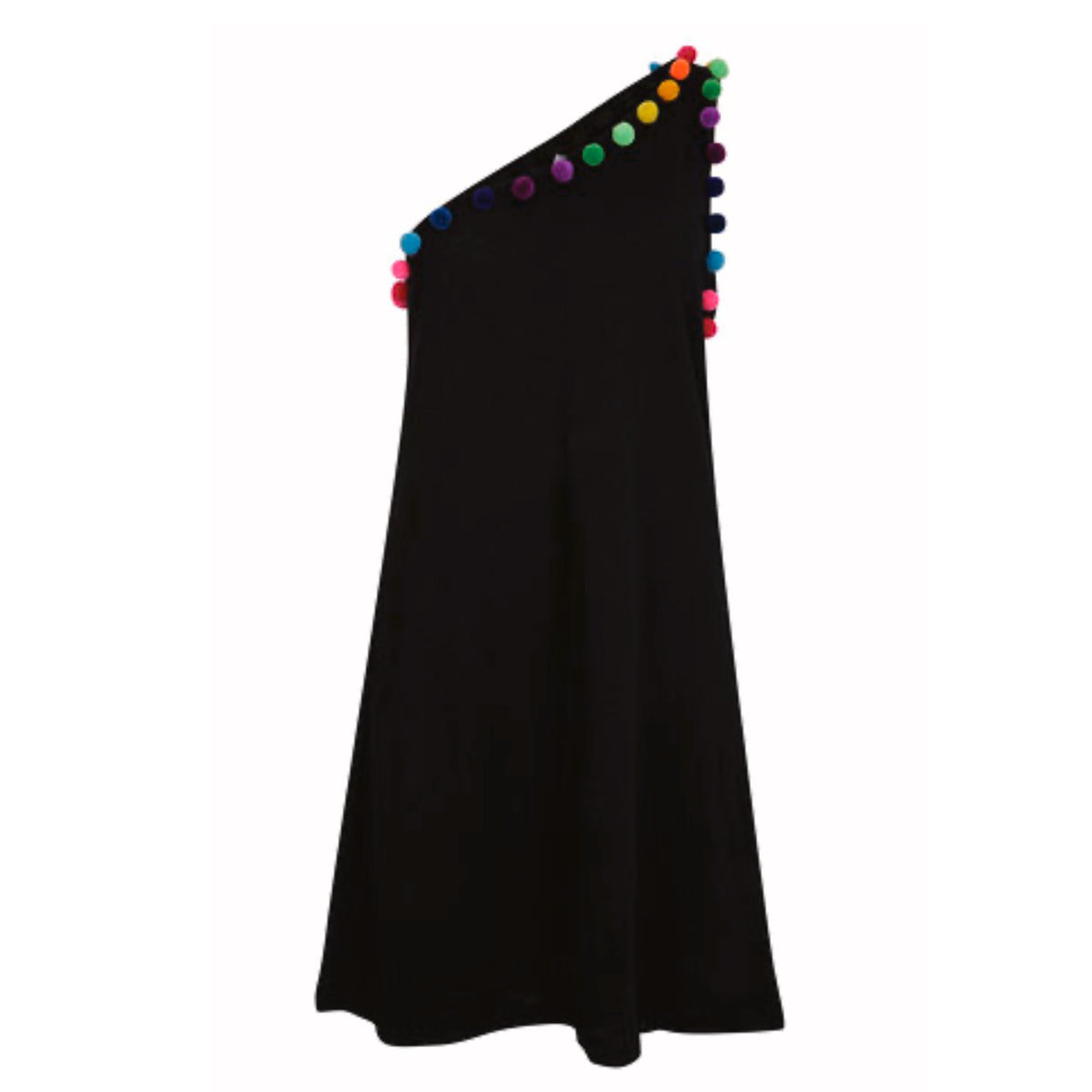 PITUSA-Pom Pom One Shoulder Black