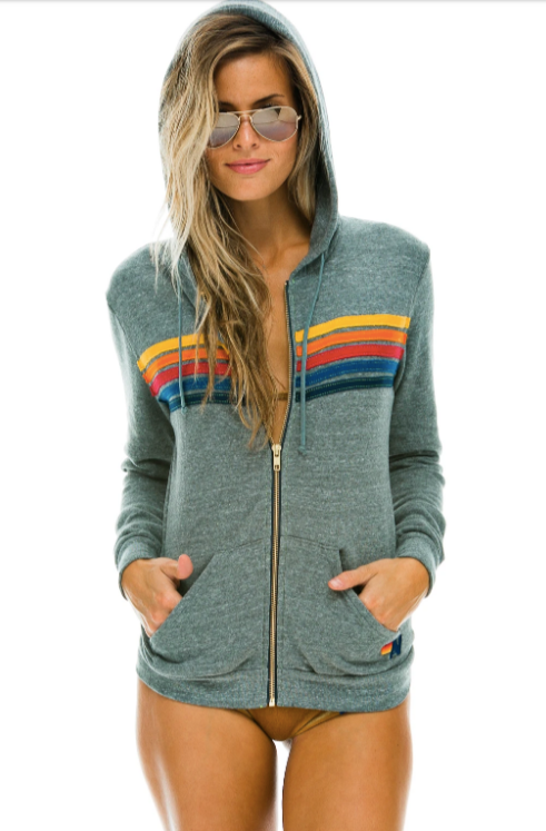 5 Stripe Heather Grey Zip Up