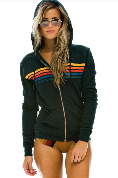 5 Stripe Zip Up Charcoal