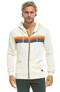 5 Stripe Zip Up Vintage White