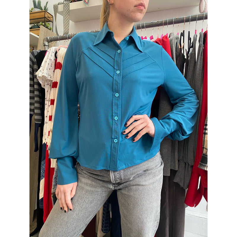 Pintuck Shirt Teal