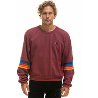 Rainbow Stitch Sleeve Sweatshirt Plum 2