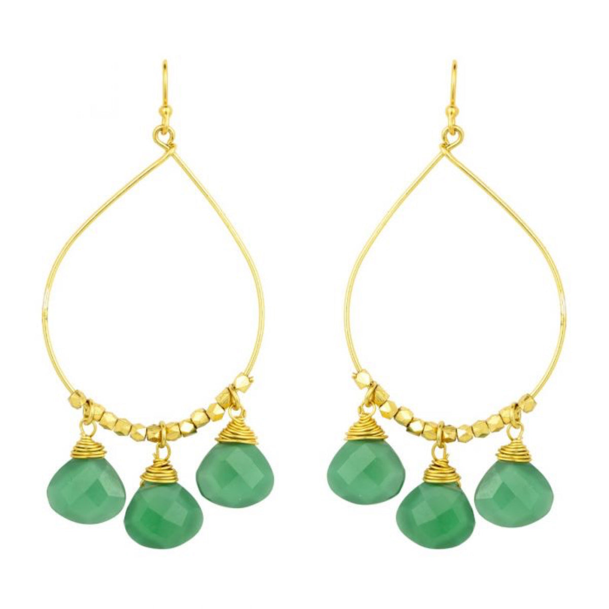 Bella Gemstone Earrings Dark Green