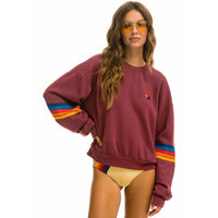 Rainbow Stitch Sleeve Sweatshirt Plum 2